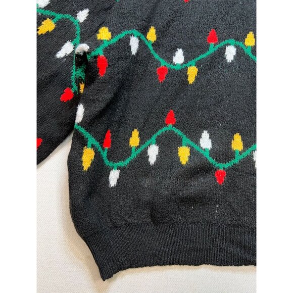 Chicwish Christmas Lights Holiday Sweater Black Multicolor Pullover Womens - Picture 2 of 10
